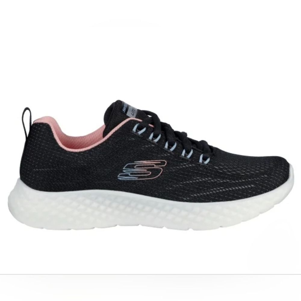 Sketchers Women's Lite Foam Sneaker Memory Foam Lace-up Black Pink NIB Size 7.5 - Picture 2 of 5